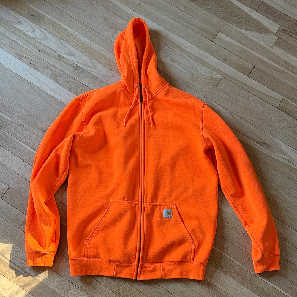 Carhartt Loose Fit Orange Zip Hoodie - Large Tall Orange